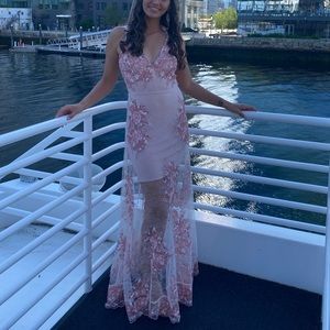 Small light pink floral lace Altar’r State maxi dress